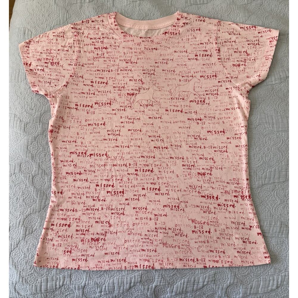 Burton Snowboards Vintage Y2K Babydoll Tee Shirt Pink Horses Grunge Sz Large